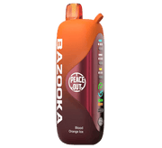 Orange and maroon Bazooka Peace Out bubble gum container on a white background