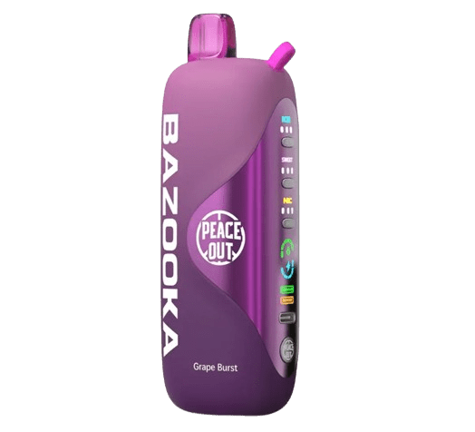 Purple Bazooka Peace Out vape device on a white background