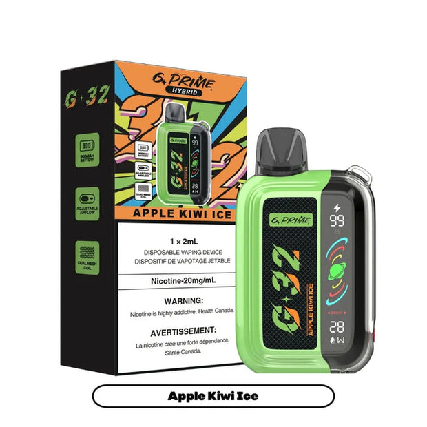 g prime 32k disposable Apple Kiwi Ice available at savory vapes vape store 