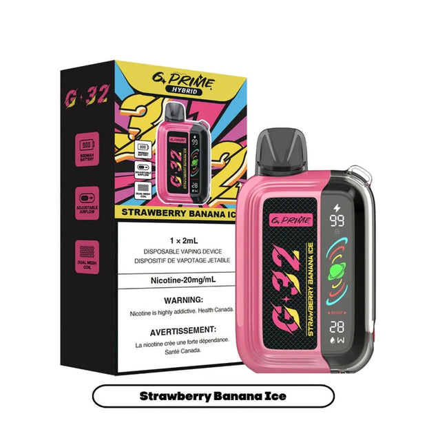 g prime 32k disposable Strawberry banana available at savory vapes vape store 