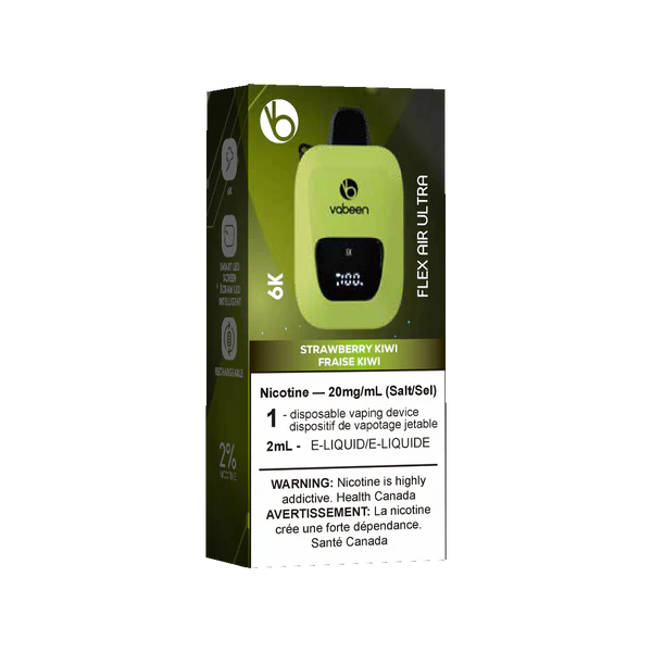 Strawberry kiwi Vabeen Flex air 6k disposables available at vape store vancouver and vape store burnaby 