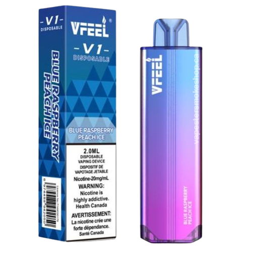 Vfeel V1 dispo Blue raspberry peach icenow at your vape shop