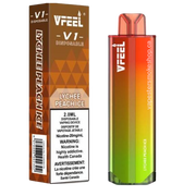 Vfeel V1 dispo Lychee peach ice now at your local vape store