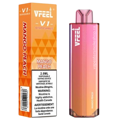 Vfeel v1 disposable at  your local vape store mango peach